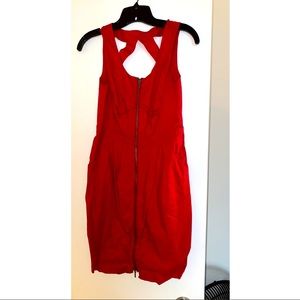Red zipper cute summer dress